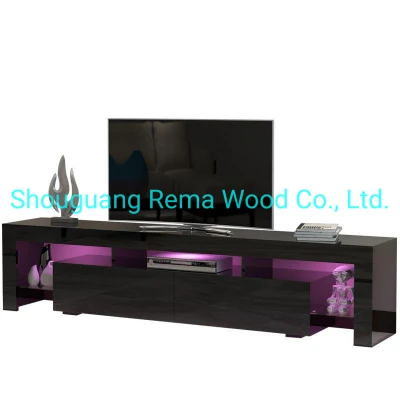 Offre spéciale meuble TV en bois Table à thé meuble TV Console ensemble avec lumière LED